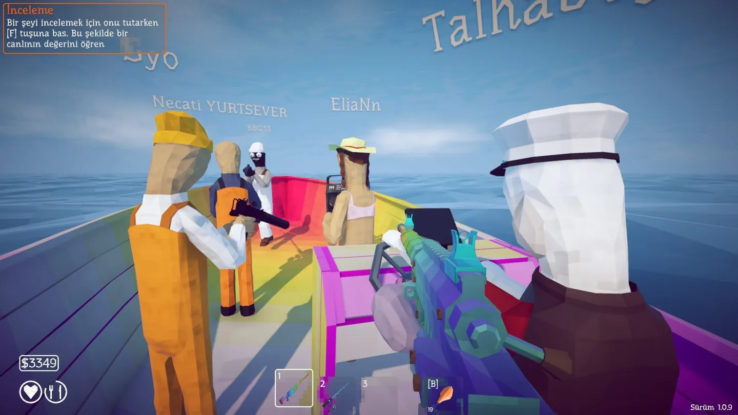 Six players travelling together in How to Fish multiplayer