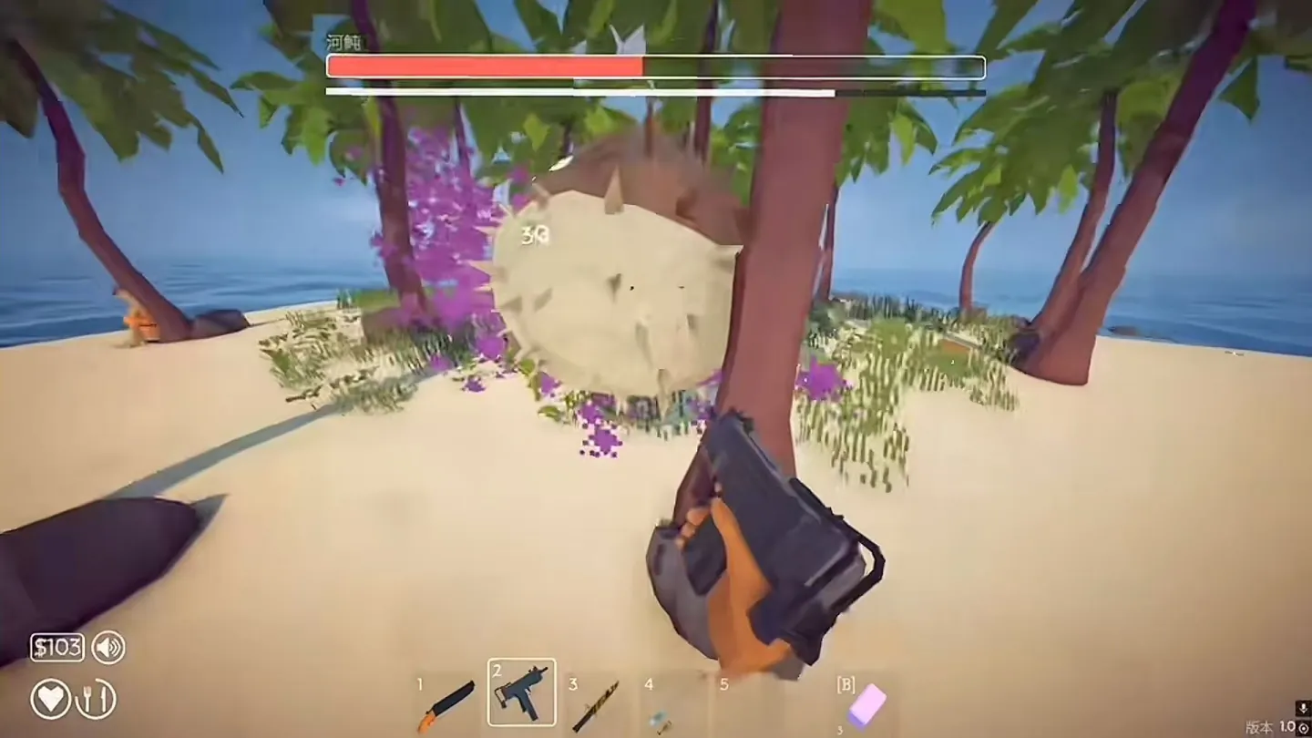 A player fighting the Pufferfish boss in How to Fish